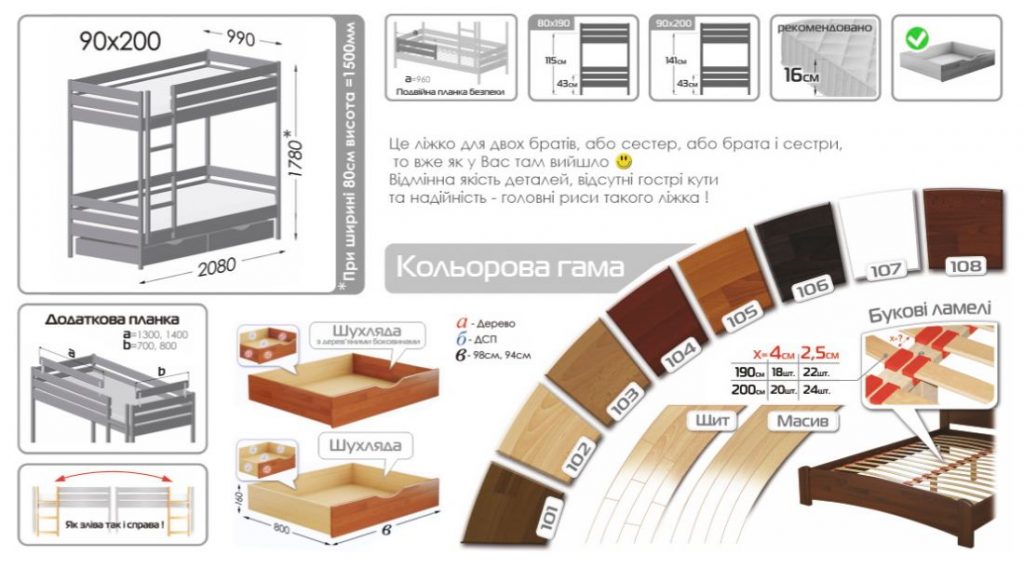 Ліжко дитяче “ДУЕТ”