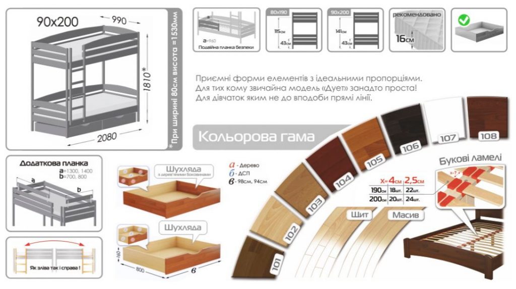 Ліжко дитяче “ДУЕТ ПЛЮС”