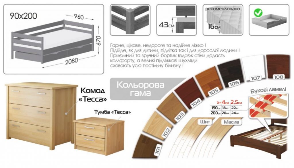Ліжко дитяче "НОТА"
